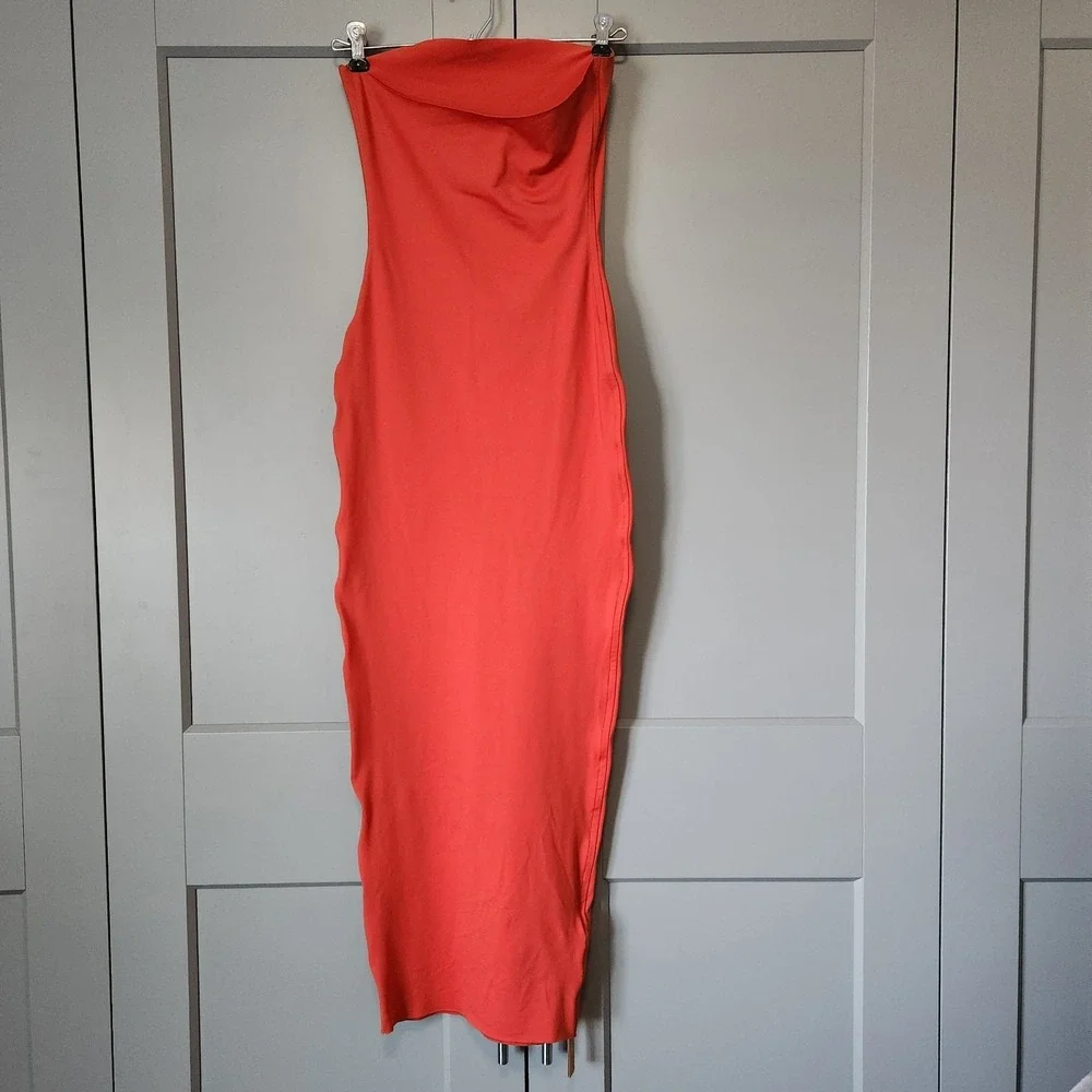New SKIMS Iconic Classic Swim Convertible Tube Dress Terra Orange Red Size XS